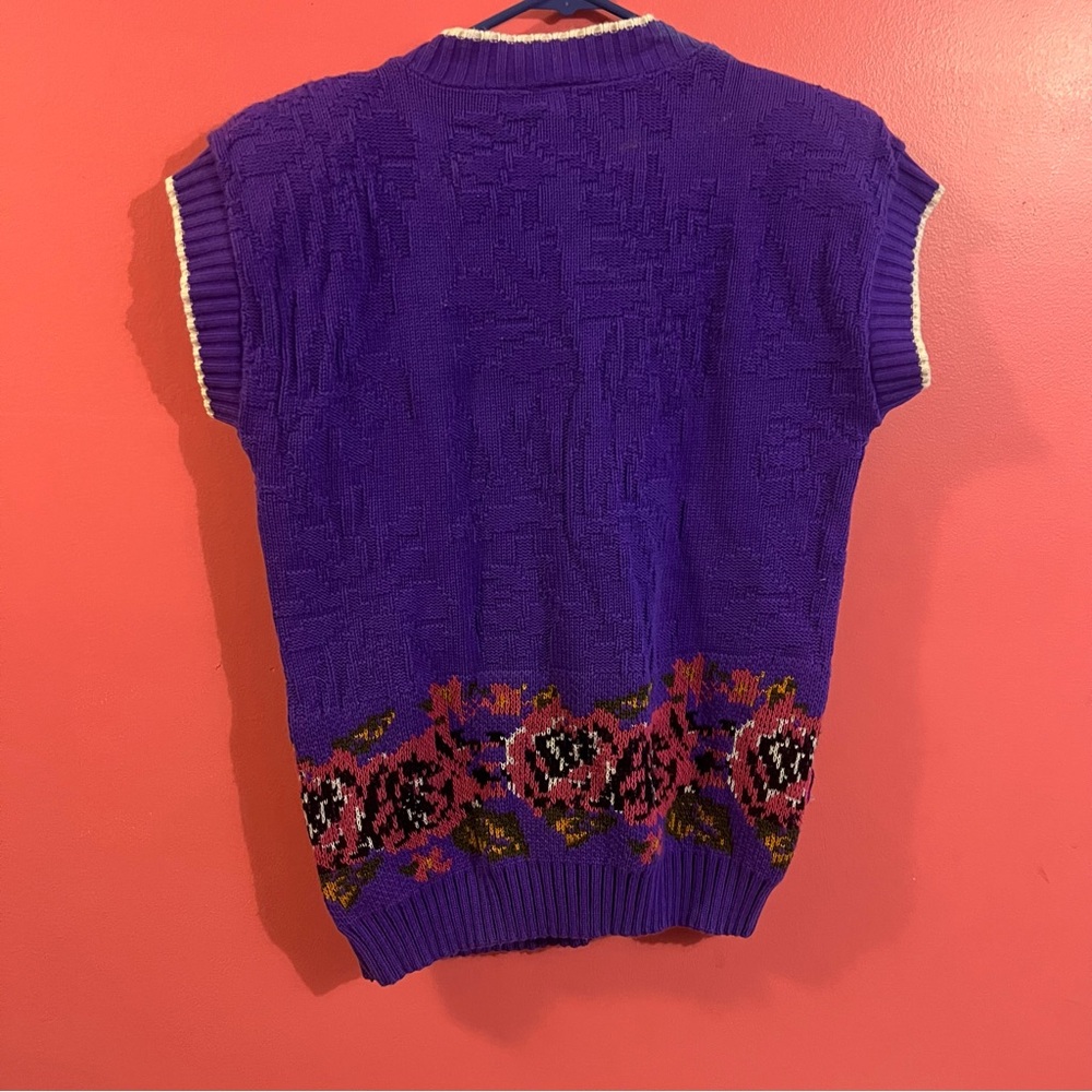 Vintage Dear Gaby, LTD Sweater Vest Womens Large L Purple - Picture 2 of 5